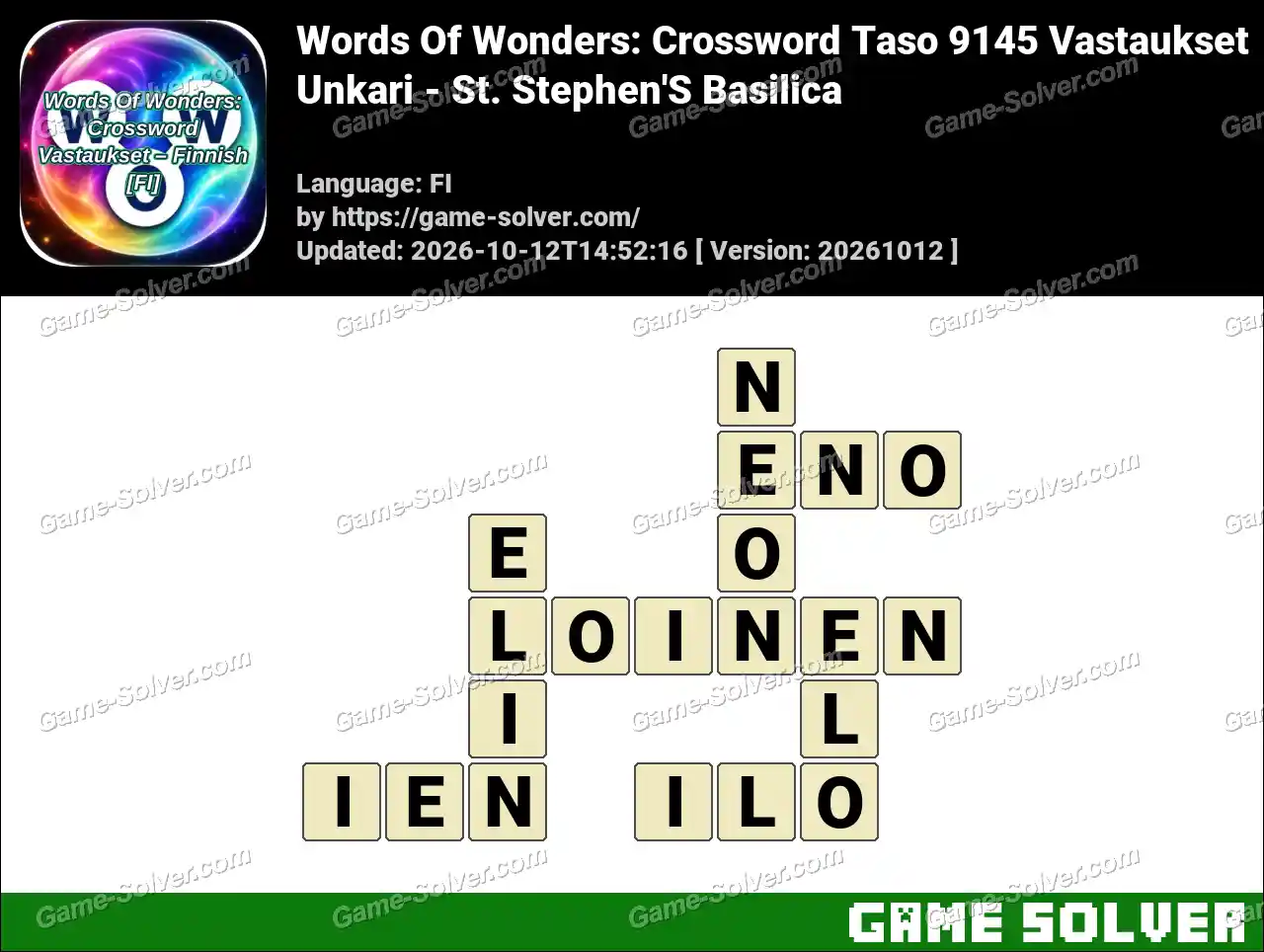 Words Of Wonders: Crossword Taso 9145 Vastaukset – Unkari – St. Stephen’S Basilica